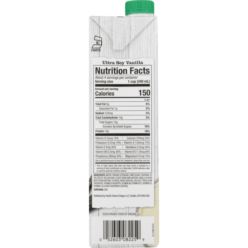Pacific Ultra Soy Plant-Based Beverage Vanilla (32 fl oz ...