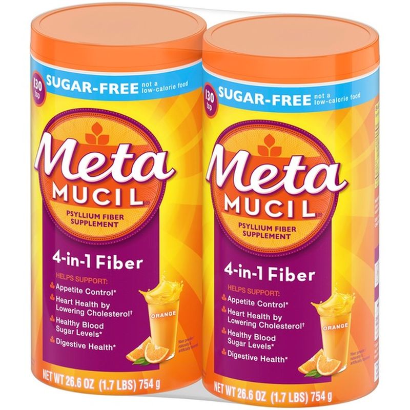 Metamucil Multi-Health Psyllium Fiber Supplement, Sugar-Free Powder (3. ...