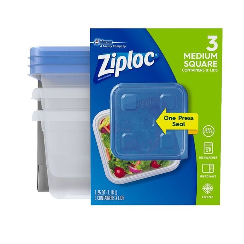Ziploc Containers & Lids, Deep Square, 1.25 Quart (3 ct) from Food4Less
