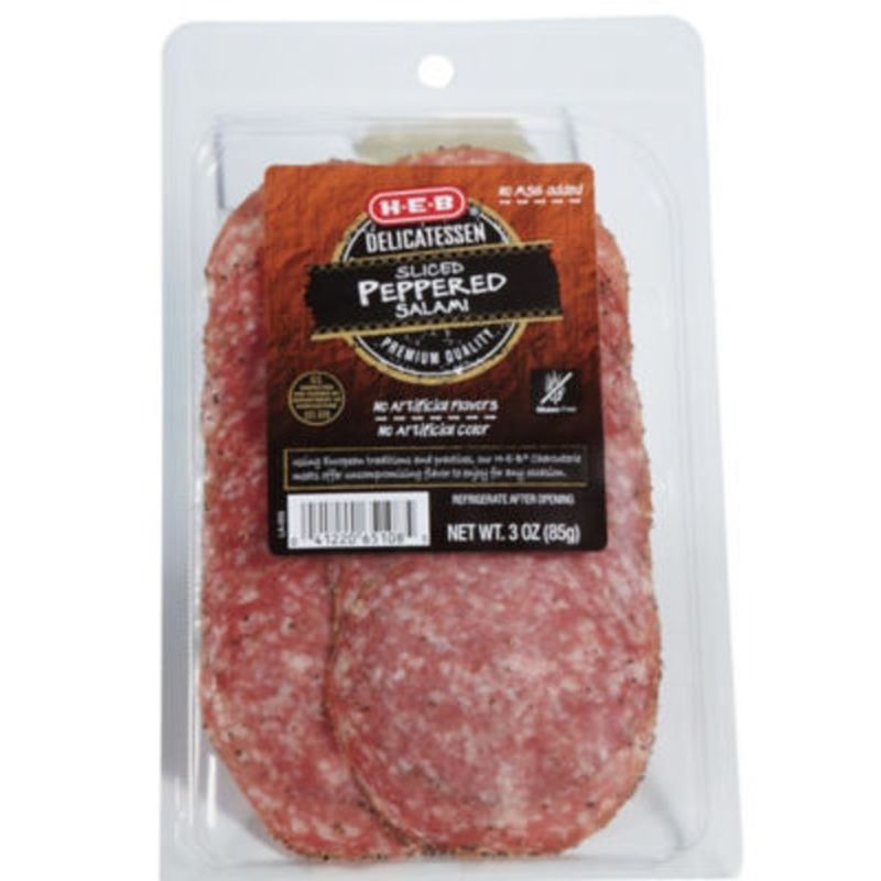 H-E-B Sliced Peppered Salami