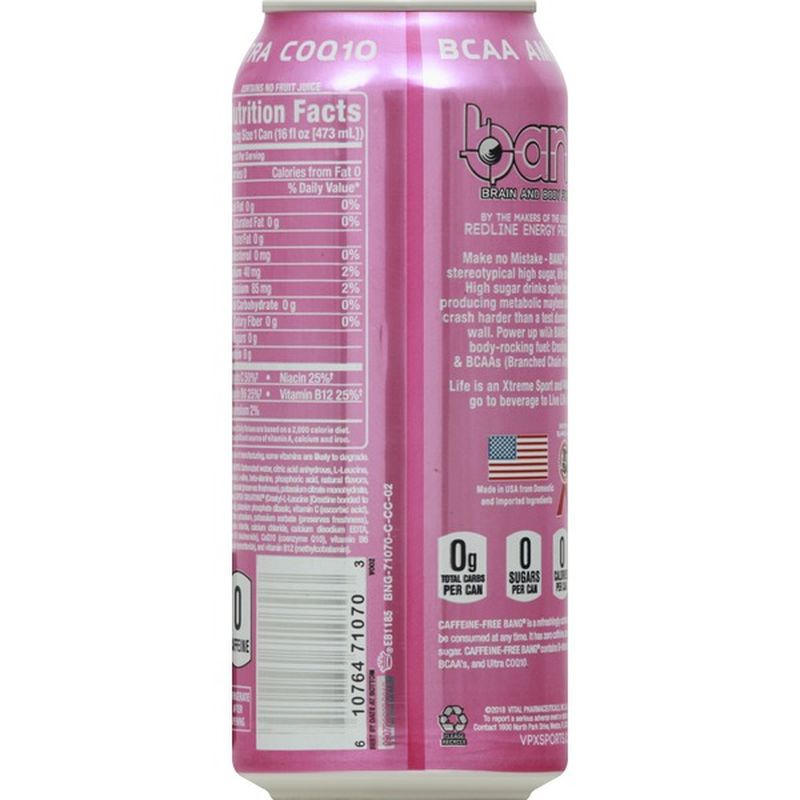 Bang Energy Drink, Caffeine-Free, Cotton Candy (16 oz) from H-E-B