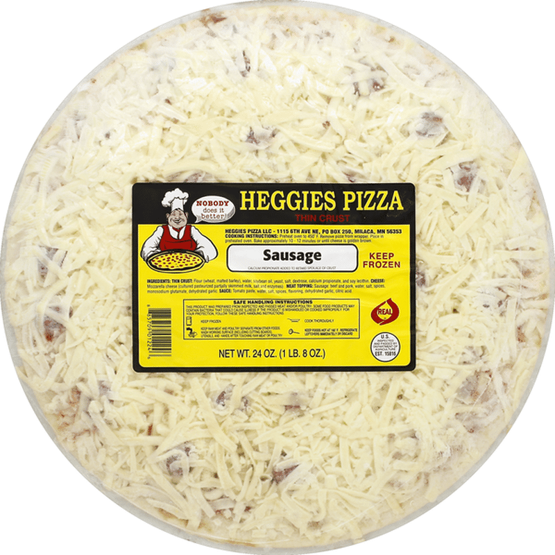 Heggies Pizza Pizza, Thin Crust, Sausage (24 oz) Instacart