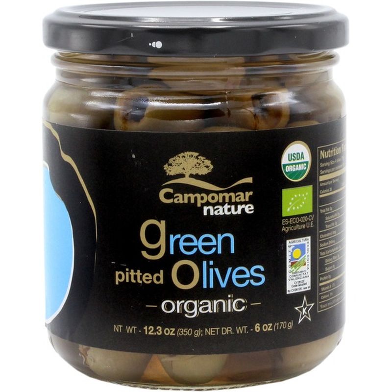 Campomar Nature Organic Green Pitted Olives