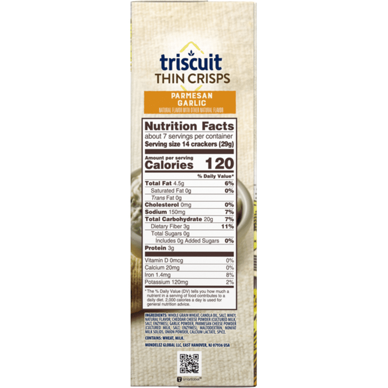 Triscuit Nabisco Thin Crisps Whole Grain Wheat Crackers Parmesan Garlic