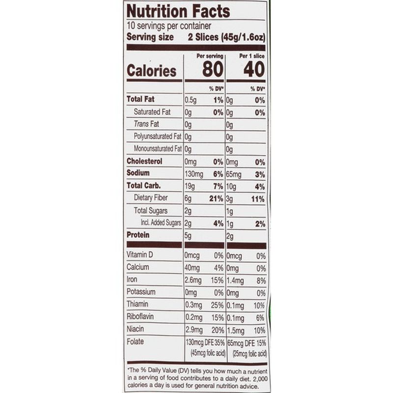 Nature S Own Life 40 Calorie Honey Wheat Enriched Bread