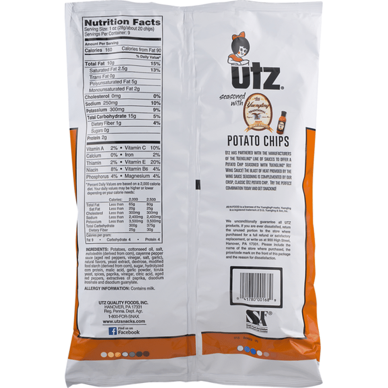 Utz Seasoned With Yuengling Traditional Hot Wing Sauce Potato Chips Family Size (9 oz) Instacart