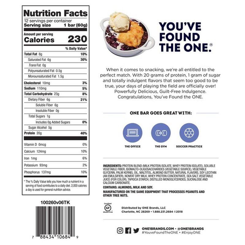 One Protein Bar Blueberry Cobbler Flavored 12 Each Instacart