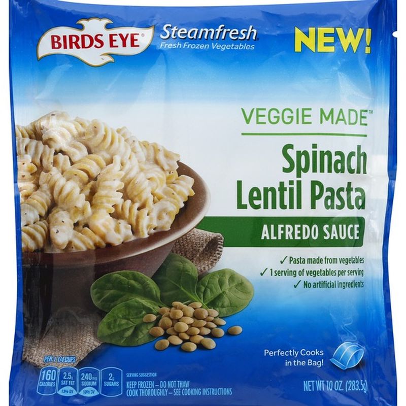 Birds Eye Pasta, Spinach Lentil, Alfredo Sauce (10 oz) - Instacart