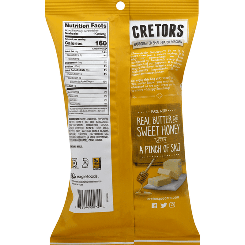 Cretors Flavored Popped Corn, Honey Butter Kettle Corn (7.5 oz) from