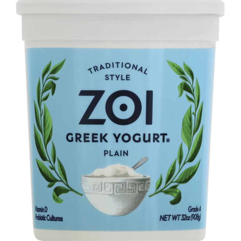 Zoi Greek Yogurt Yogurt, Greek, Plain, Traditional Style (32 oz