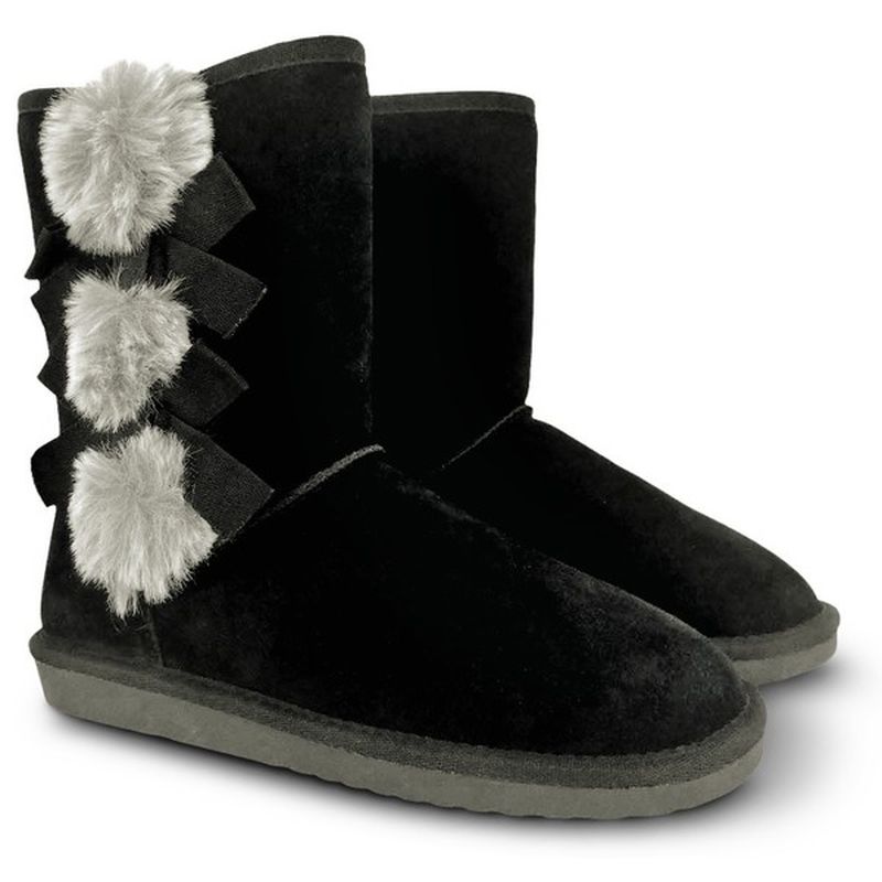 Serra Ladies Black With Bow Suede Boots 