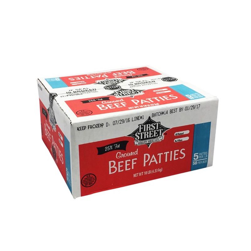 First Street Ground Beef Patties, 75/25 (10 lb) from Smart & Final