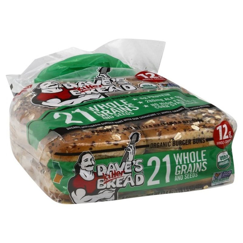 Dave's Killer Bread 21 Whole Grains and Seeds Organic Burger Buns (17.6