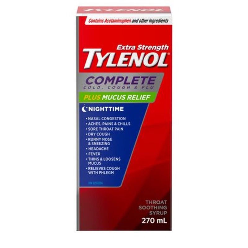 Tylenol Nighttime Tylenol Complete Cold Flu Plus Mucus Syrup 270 Ml