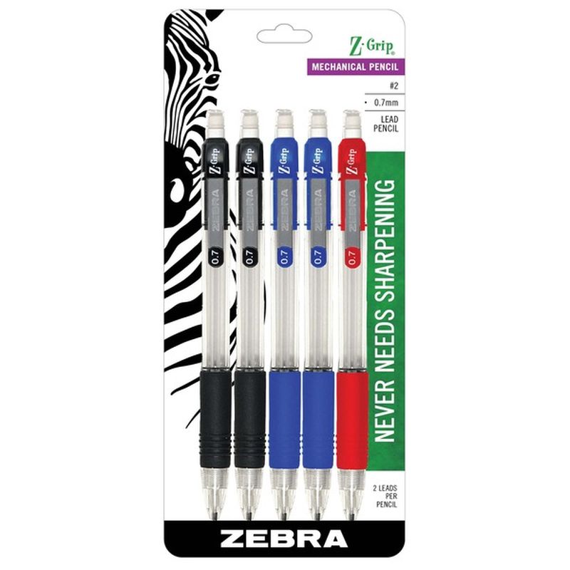 Zebra Mechanical Pencils, 0.7 mm Lead, No. 2