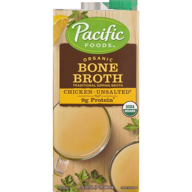 Pacific Foods Organic Unsalted Chicken Bone Broth (32 oz) from Natural