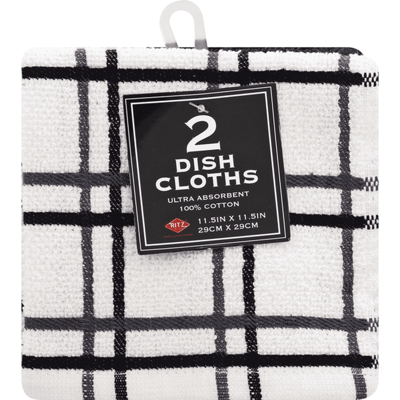 Ritz Dish Cloths Ultra Absorbent Multi Check Graphite 100 Cotton 2   Large 91a6314b Cc5f 4b2b 8bdd 32a929427097 