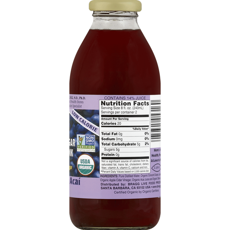 Bragg Apple Cider Vinegar Drink, Organic, Concord GrapeAcai (16 oz