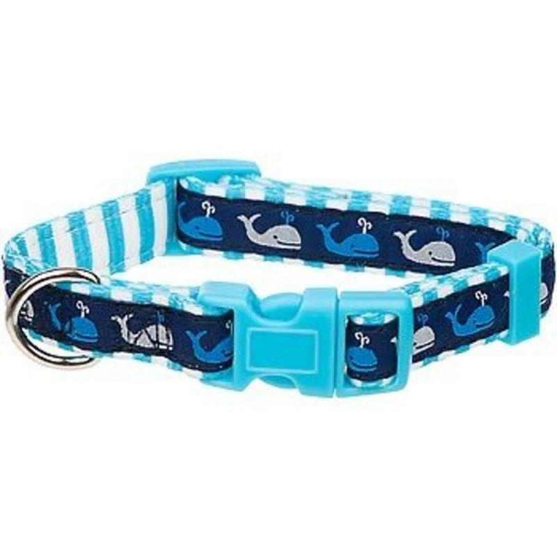 Petco Medium Blue Whale Nylon Adjustable Dog Collar For Necks 14"20