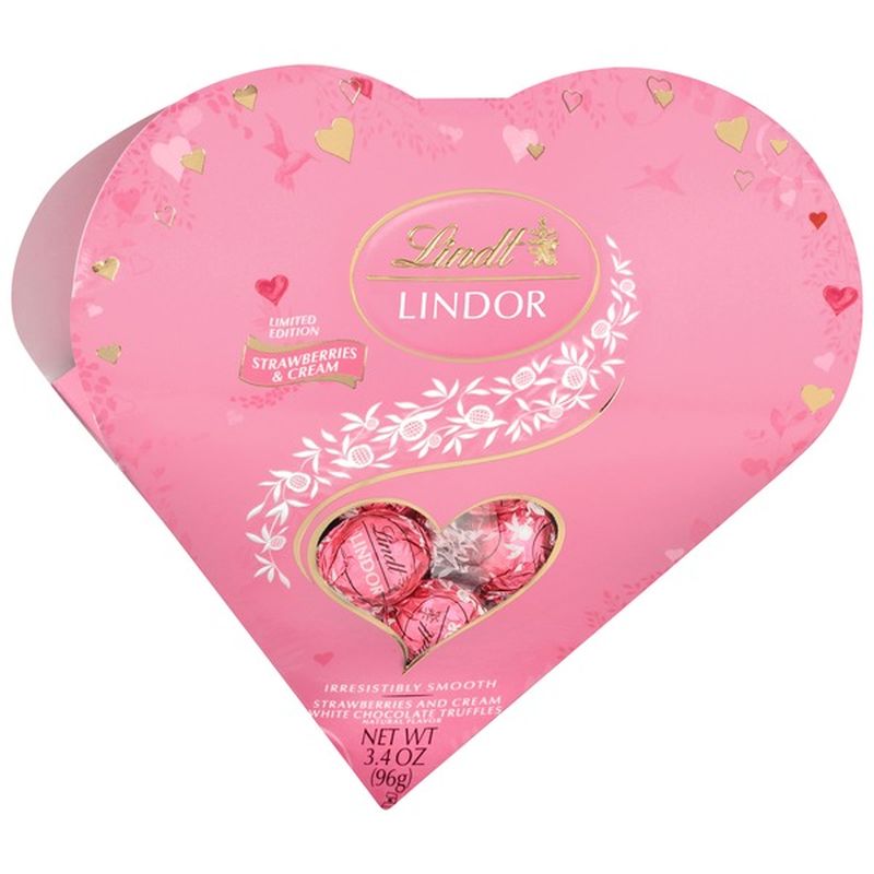 Lindt Lindor Valentines Strawberries And Cream White Chocolate Truffles Friend Heart 34 Oz 3378