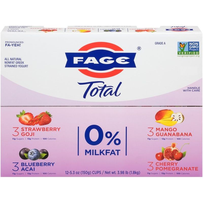 FAGE Total 0 Milkfat Greek Strained Yogurt Variety Pack (5.3 oz