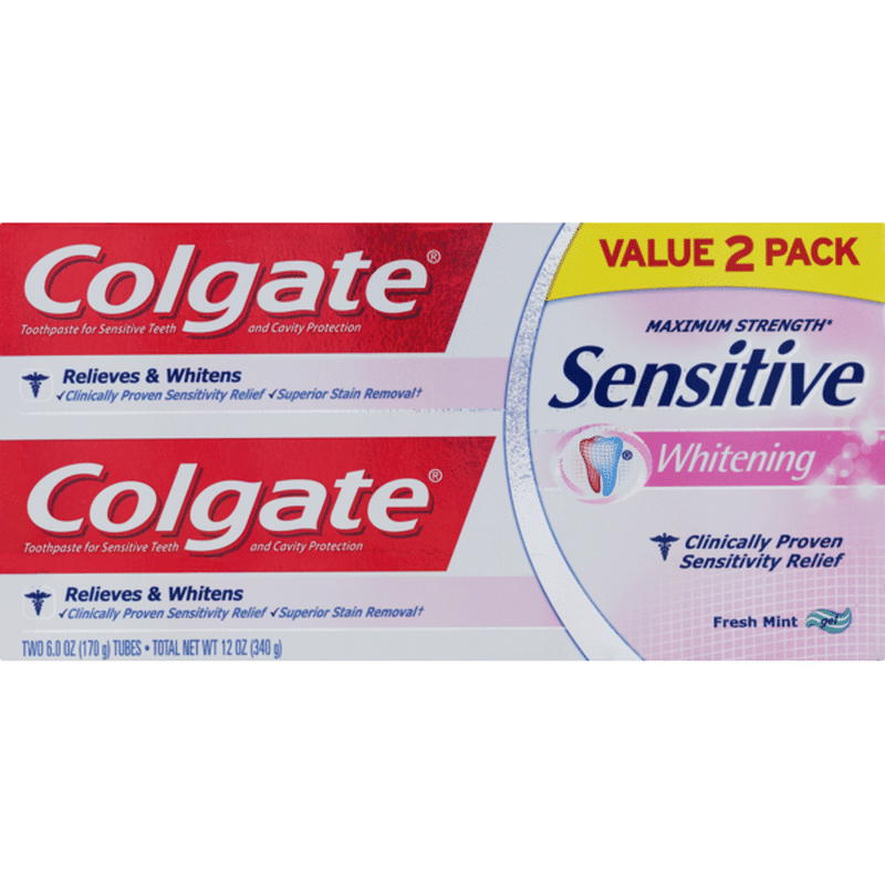 Colgate Sensitive Whitening Maximum Strength Toothpaste Fresh Mint - 2 