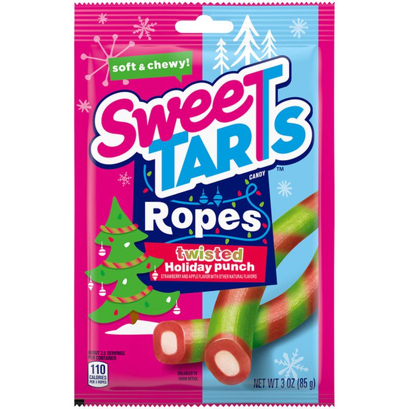 Sweet Tarts twisted Holiday punch STRAWBERRY AND APPLE Ropes CANDY (3