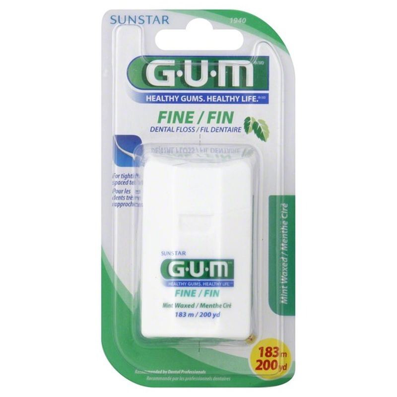 GUM Dental Floss, Fine, Mint Waxed (200 yds) Instacart