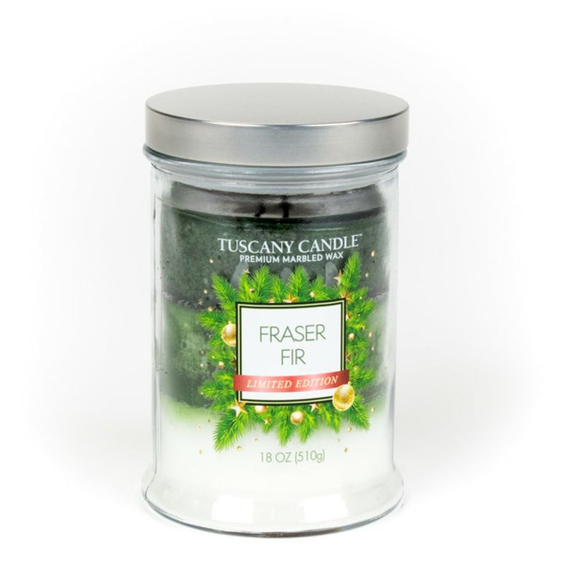 Tuscany Candle Green/White Fraser Fir Jar Candle