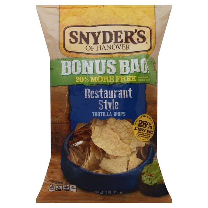 Snyders Tortilla Chips, Restaurant Style, Bonus Bag! (15 oz) Instacart