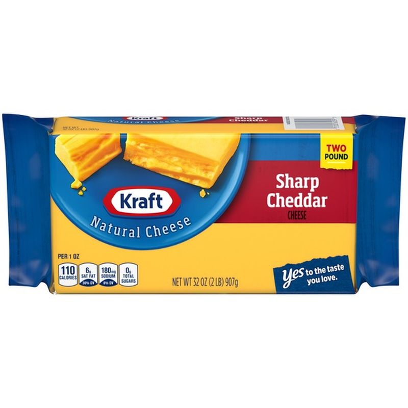 Kraft Sharp Natural Cheddar Cheese Block (32 oz) Delivery or Pickup