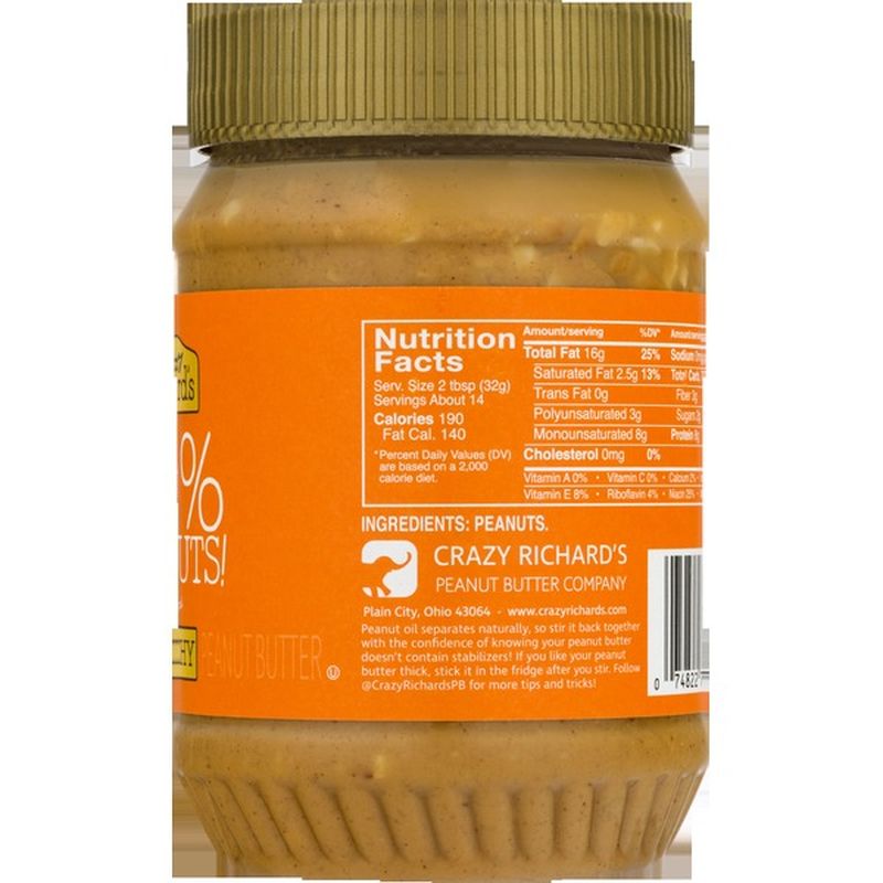 Crazy Richard's 100 Peanuts Peanut Butter Crunchy (16 oz) from Food