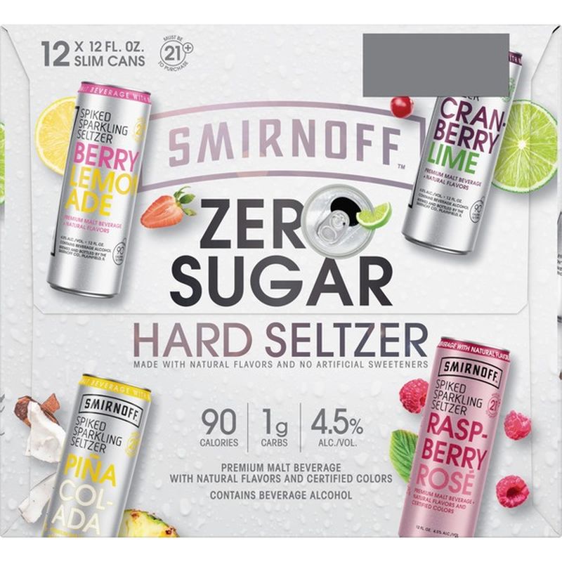 Smirnoff Hard Seltzer, Zero Sugar, Assorted (12 fl oz) - Instacart
