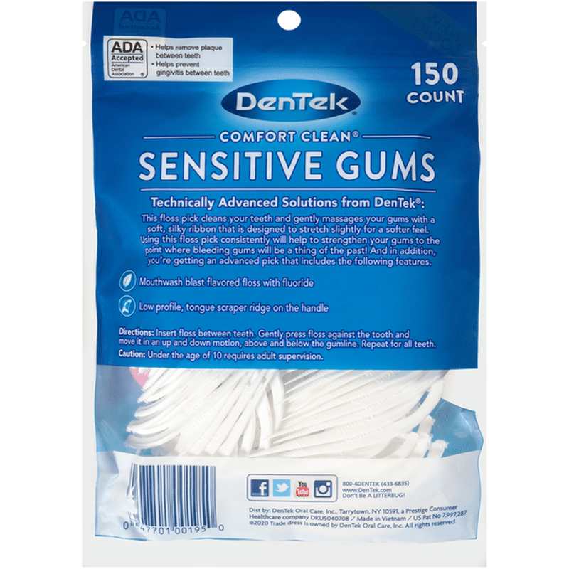 DenTek Comfort Clean Sensitive Gums Mouthwash Blast Floss Picks (150