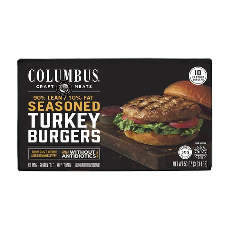 Columbus Craft Meats Seasoned Turkey Burgers (10 ct) Instacart