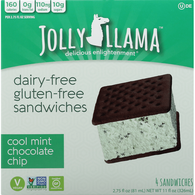 Jolly Llama Sandwiches, Cool Mint Chocolate Chip (4 each) Instacart