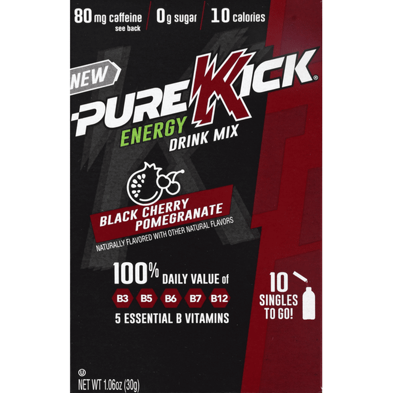 Pure Kick Drink Mix, Energy, Black Cherry Pomegranate, Singles to Go! (10 each) Instacart