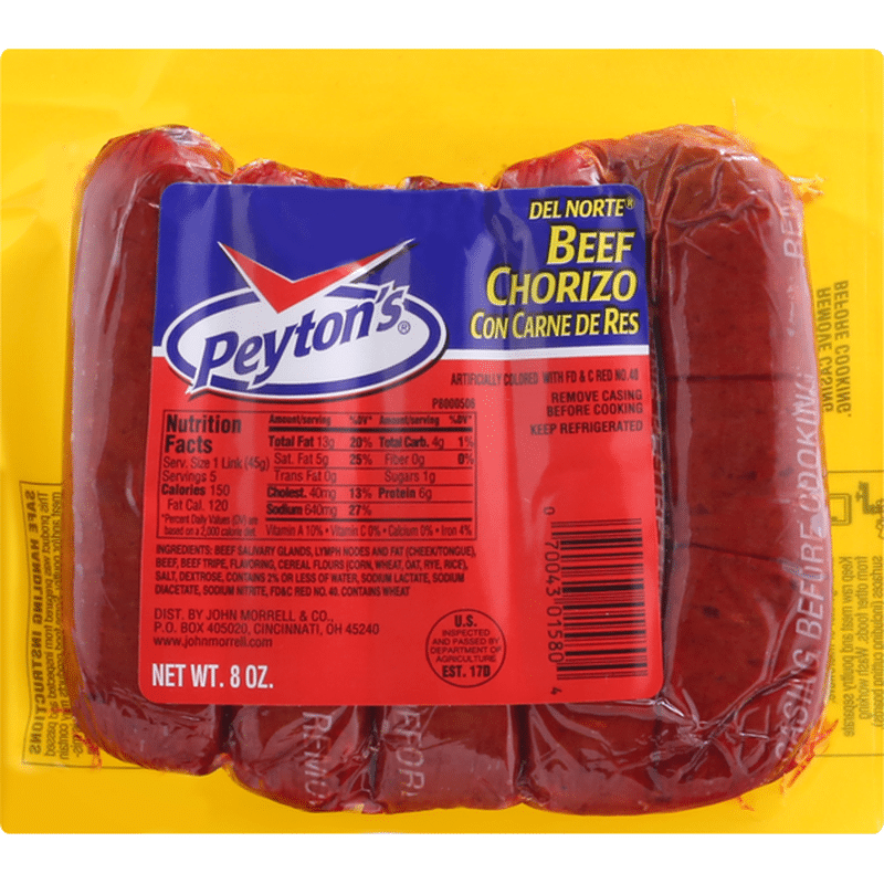 Peyton's Beef Chorizo, Del Norte (8 oz) Instacart