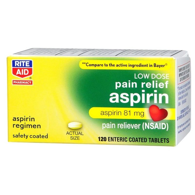Rite Aid Aspirin, Adult Low Strength Analgesic, 120 Tablets (0.1153 100