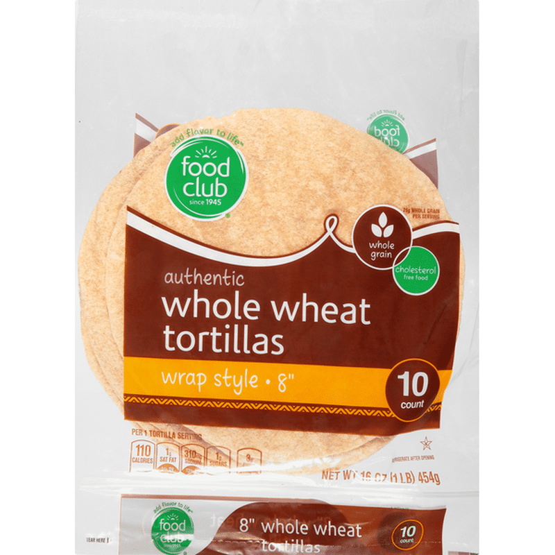 Food Club Tortillas, Whole Wheat, Wrap Style, 8 Inch (10 each) Instacart