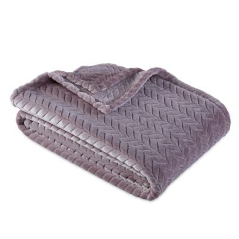 Berkshire Blanket Ultra Velvetloft Jacquard Throw Blanket in Putty