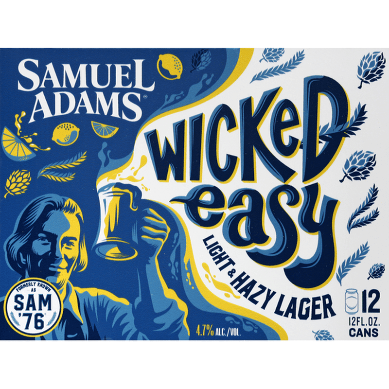 Samuel Adams Wicked Easy Beer, Light & Hazy Lager (12 fl oz) Instacart