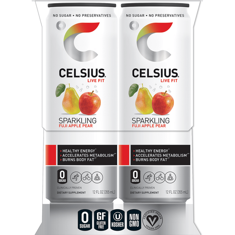 Celsius Energy Drink, Sparkling, Fuji Apple Pear, 4 Pack (4 ct) Instacart