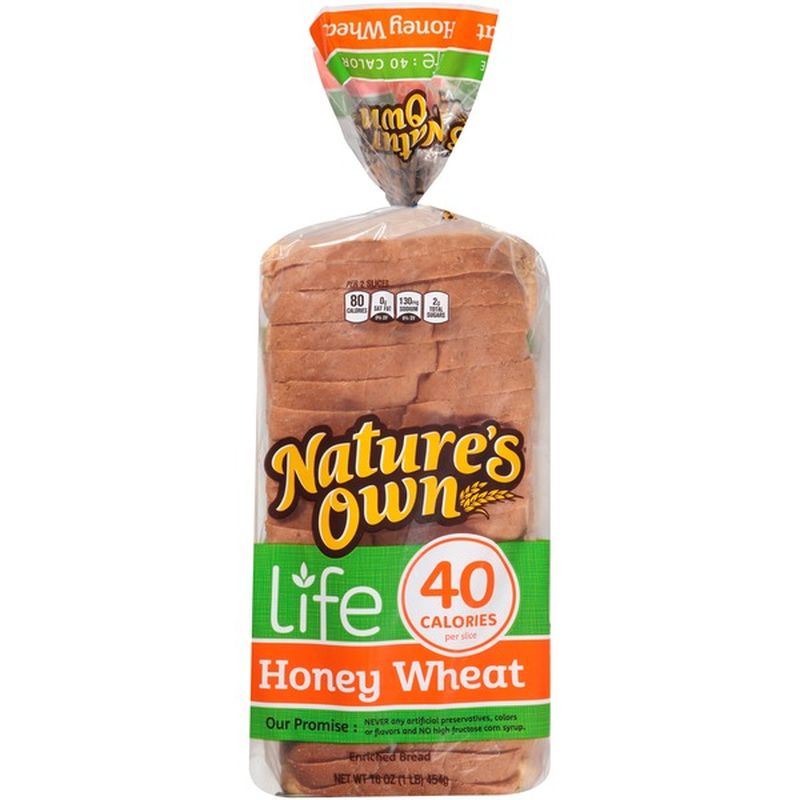 Nature's Own Life 40 Calorie Honey Wheat Enriched Bread ...