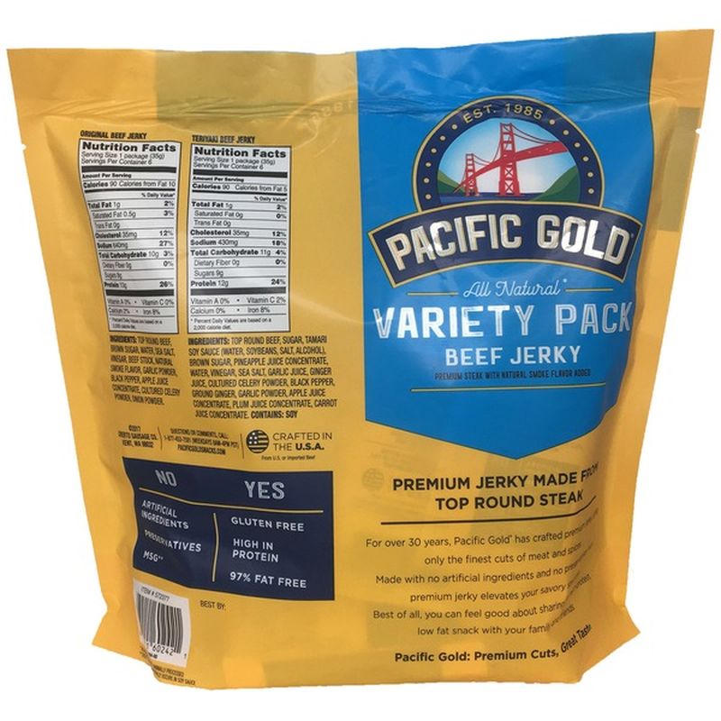 Pacific Gold Original And Teriyaki Beef Jerky Individual Serving Packs