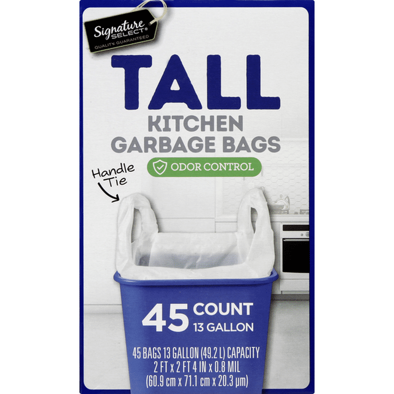 Signature Home Garbage Bags, Tall Kitchen, Handle Tie, Odor Control (45
