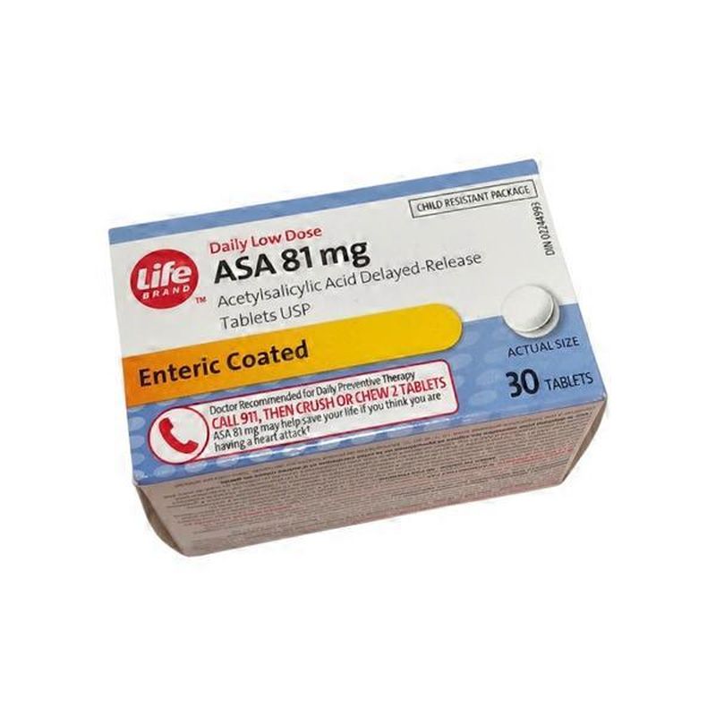 Life Brand 81mg ASA Daily Low Dose Tablets (30 ct) Instacart