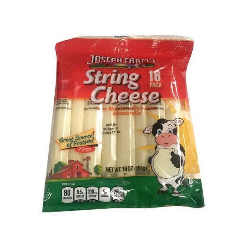 Joseph Farms Low Moisture PartSkim Mozzarella String Cheese (16 oz