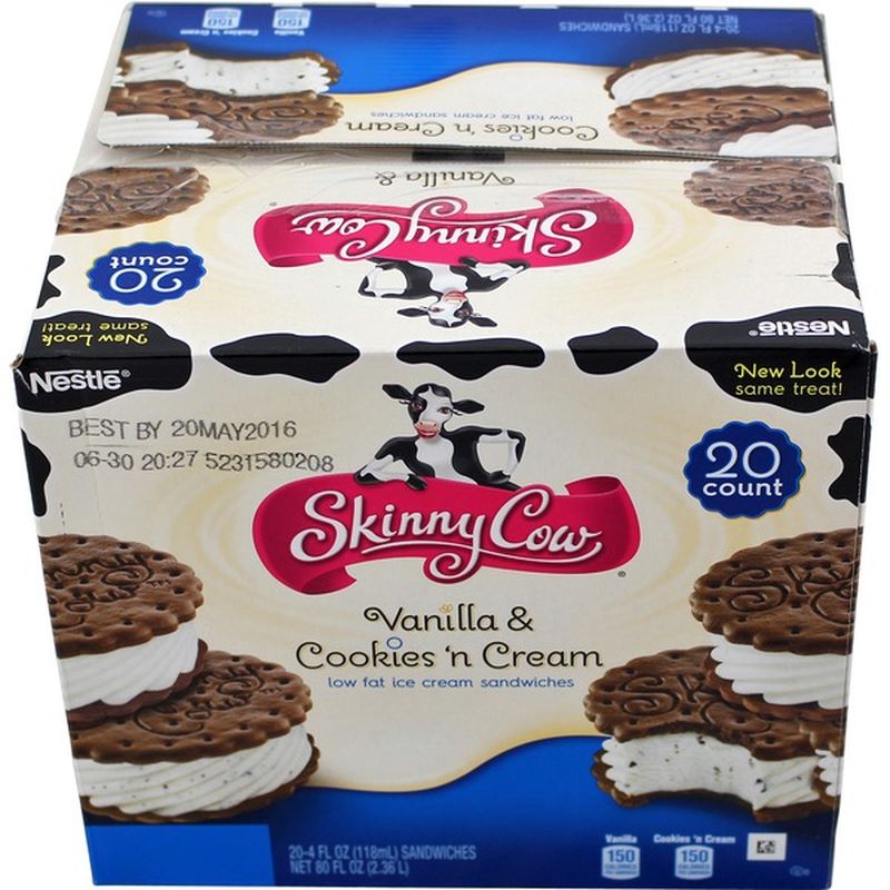 Skinny Cow Vanilla Cookies N Cream Ice Cream Sandwiches 4 Fl
