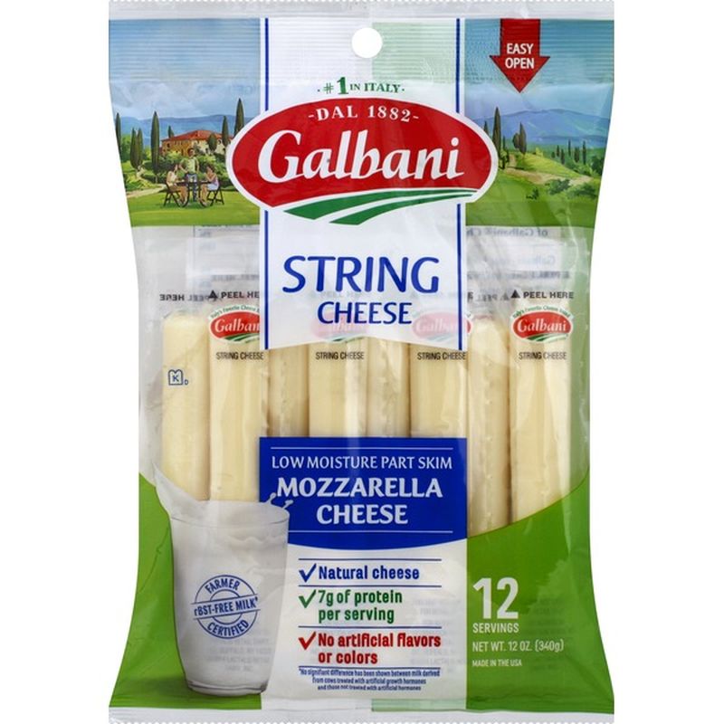 Galbani Dairy Low Moisture Part Skim String Cheese Mozzarella (12 ct ...